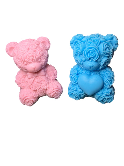 Rose Teddy Bear Soap for Baby Showers or Birthday Party Favors - Goats Milk and Natural Ingredients - Personalization Available  1.8 oz